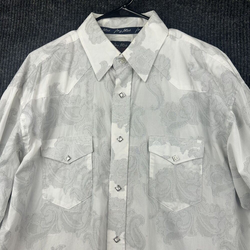 Wrangler George Strait Troubador Pearl Snap White Paisley Shirt Mens XLT